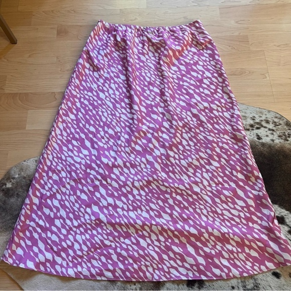 DIESEL Y2K Patterned Pink Satin Midi Skirt Size Medium - Picture 7 of 7
